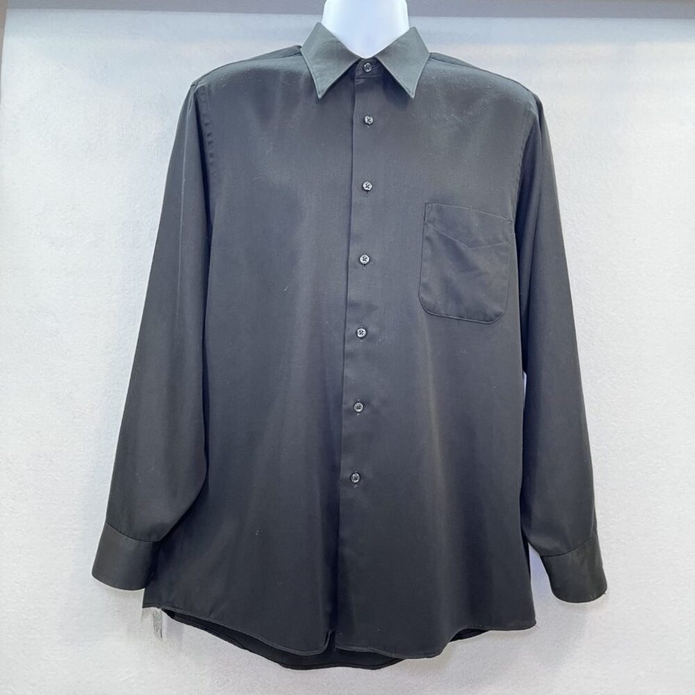 Geoffrey Beene sateen long sleeve dress shirt black mens sz Lg, 16-1/2, 34/35